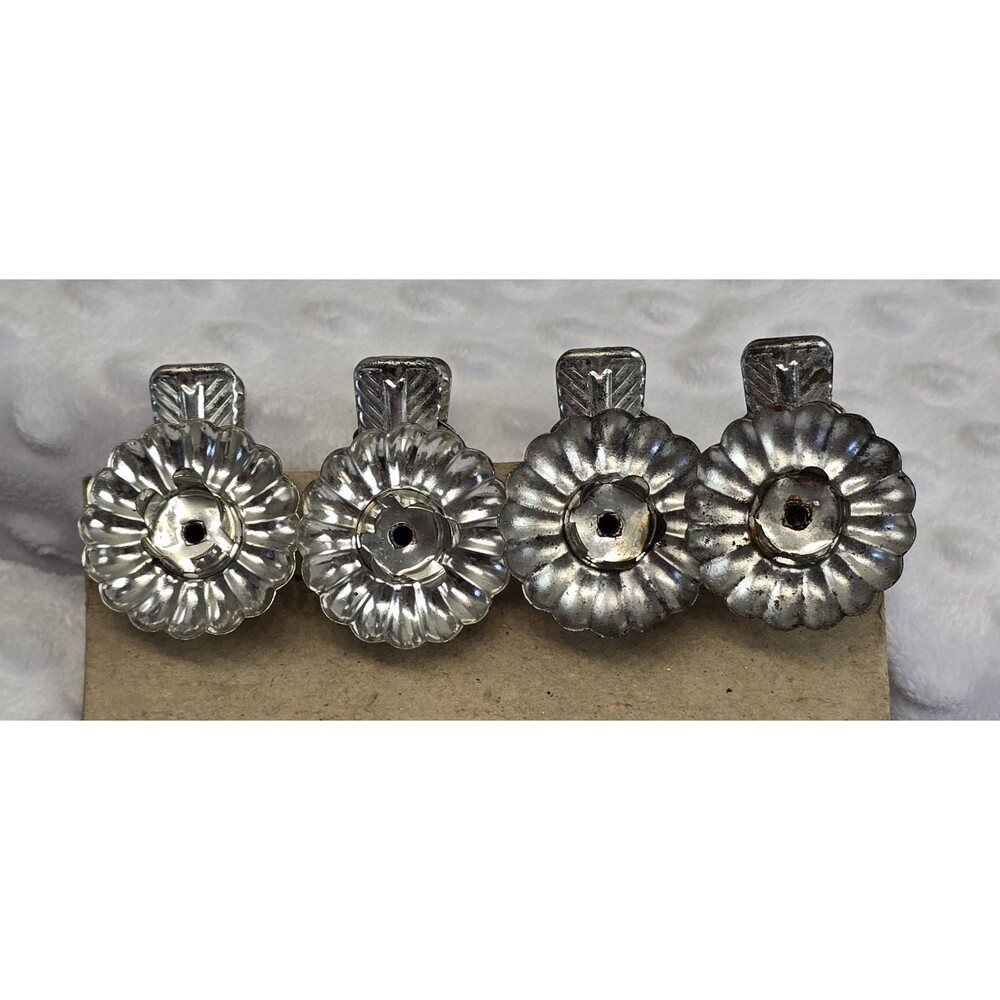 Vintage Christmas Tree Candle Clips Silver Lot Of 4 Original Xmas West Germany